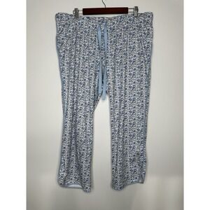 Lake Pajama Pants Size 2XL Delft Blue Garden Floral Maternity Cotton